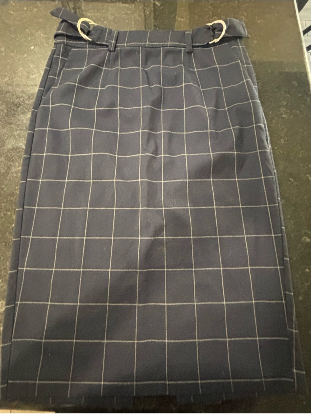 Vintage Forever 21 Women’s Navy Blue Plaid Pencil Skirt